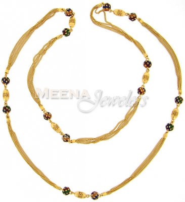 22 Kt Gold Fancy Long Chain with Meenakari ( 22Kt Gold Fancy Chains )