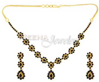 22 Kt Gold Sapphire Set ( Combination Necklace Set )