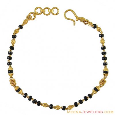 Black Beads Gold Bracelet(22k) ( Ladies Bracelets )