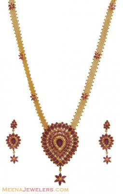 Exclusive Ruby Necklace Set (22Kt) ( Ruby Necklace Sets )