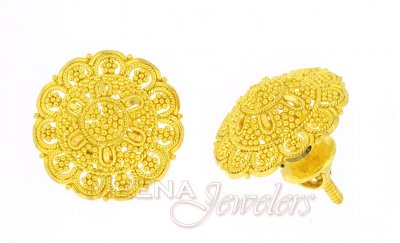 22K Gold Earrings (Filigree) ( 22 Kt Gold Tops )