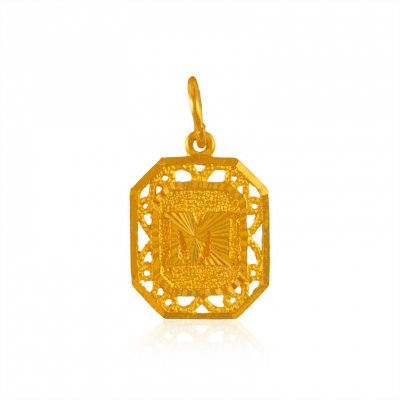 22k Gold Pendant with Intial M ( Initial Pendants )