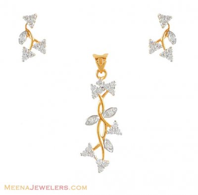 Gold pendant and earring set ( Fancy Pendant Set )