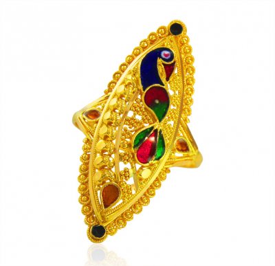 22KT Gold Peacock Ring  ( Ladies Gold Ring )