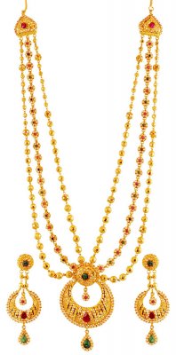 22K Long Chand Bali Necklace Set ( Gold Designer Sets )