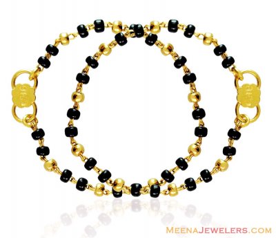 22k Gold Baby Maniya ( Black Bead Bracelets )