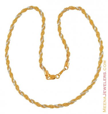 Two Tone Twisted Chain (22k gold) ( 22Kt Gold Fancy Chains )