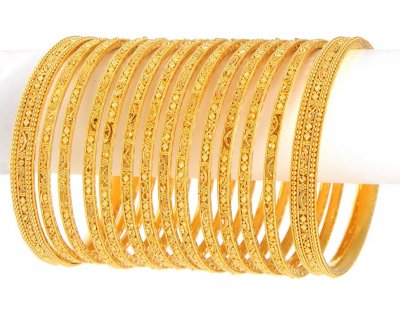 22Kt Gold Jewelry (Bangles set of 14) ( Set of Bangles )