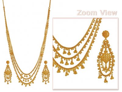 Gold Layered Necklace Set ( Bridal Necklace Sets )