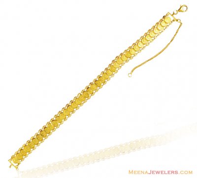 21K Fancy Gold Coin Bracelet  ( Ladies Bracelets )