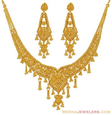 22k Gold indian Necklace set ( 22 Kt Gold Sets )