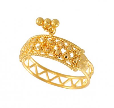 Gold Ring with Hanging Balls ( Ladies Gold Ring )
