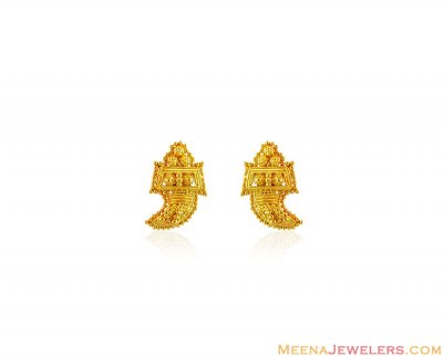 22K Gold Earrings ( 22 Kt Gold Tops )