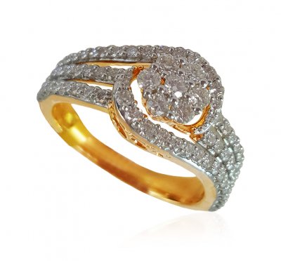 18KT Gold Diamond Ring for Ladies  ( Diamond Rings )