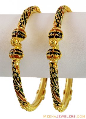 Designer Meena 22k Gold Pipe Kadas ( Kadas )