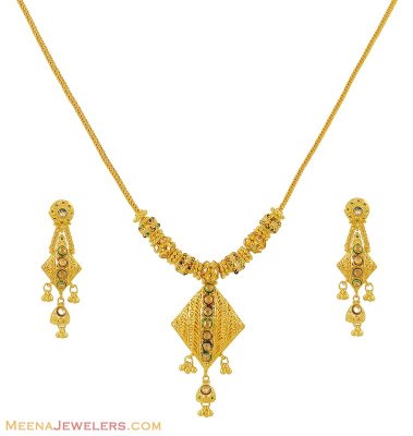 22K Indian Necklace Set ( Light Sets )