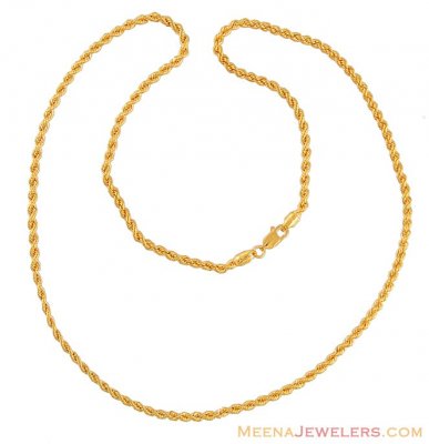 Gold Rope Chain (22 Inch) ( Plain Gold Chains )