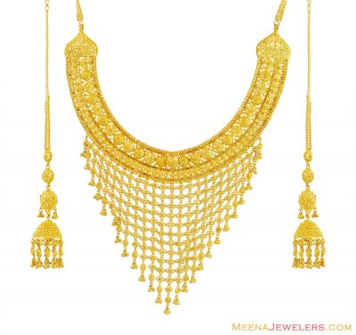 22K Gold Beautiful Necklace Set ( 22 Kt Gold Sets )