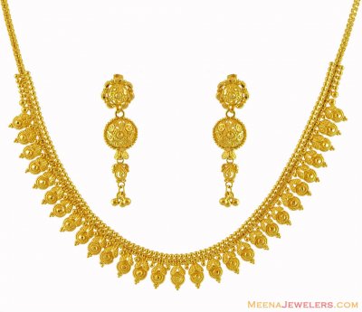 22K Gold Beautiful Necklace Set ( Light Sets )
