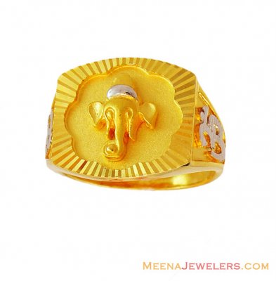 22K Gold Ganesha Mens Ring ( Religious Rings )