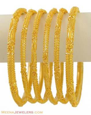 Indian Yellow Gold Bangles Set ( Set of Bangles )