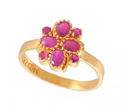 Gold Ring with Ruby ( Ladies Rings with Precious Stones )