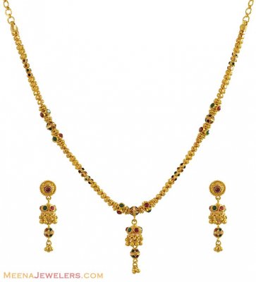 Indian Necklace Set (22Karat Gold) ( Light Sets )