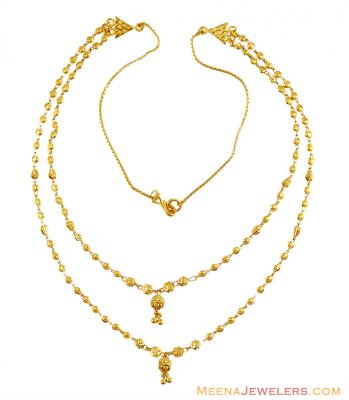 22K Gold Balls Chain Double Layered  ( 22Kt Gold Fancy Chains )