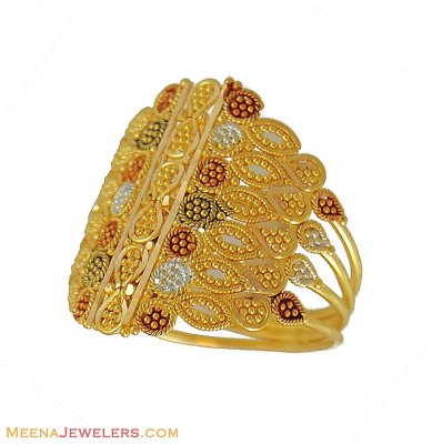 Indian 3 tone Ring (22 Karat) ( Ladies Gold Ring )
