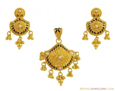 Gold Pendant Set (Pearls studded) ( Gold Pendant Sets )