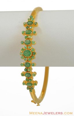 Emerald Studded Bangles (22Kt) ( Precious Stone Bangles )