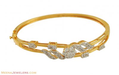 22k Two Tone Bangle With Star Signity ( Stone Bangles )