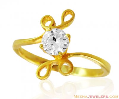 22k Gold Ring with Solitaire ( Ladies Signity Rings )