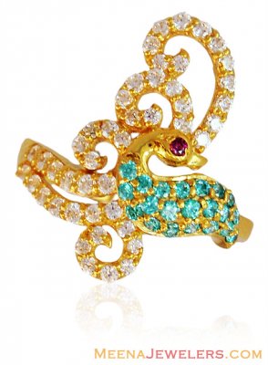 Exclusive Gold Peacock Ring ( Ladies Signity Rings )