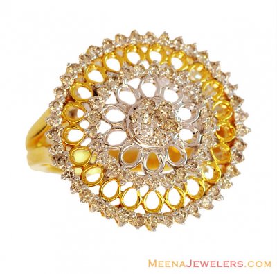 Designer Sun Shaped Floral Ring 18K ( Diamond Rings )