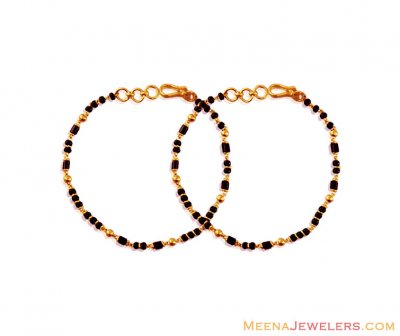 22K Gold Black Beads Bracelet ( Black Bead Bracelets )