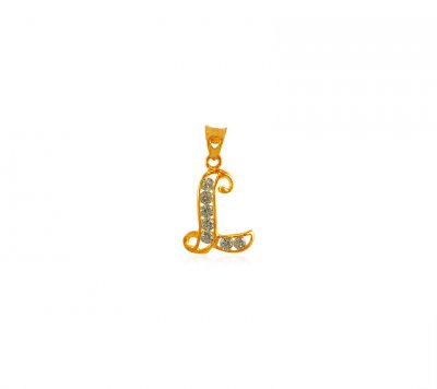 22Kt Gold Pendant with Initial(L) ( Initial Pendants )