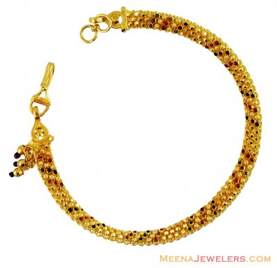 Fancy Meena Filigree Bracelet 22k ( Ladies Bracelets )