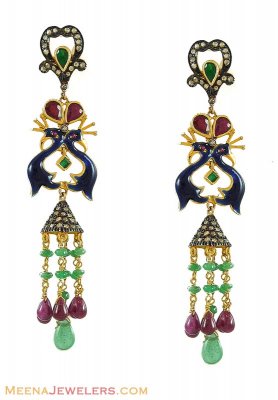 Nizam Earrings (Peacock Collection) ( Diamond Victorian Jewelry )