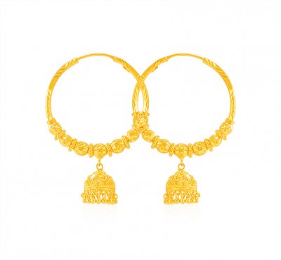 22K Yellow Gold Hoop (Earrings) ( Hoop Earrings )