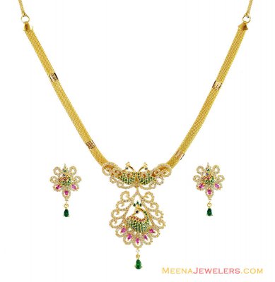 Designer 22k Peacock Necklace Set  ( Gold Designer Sets )