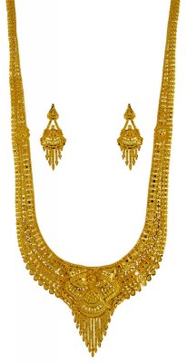 22Karat Gold Long Necklace Set ( Bridal Necklace Sets )