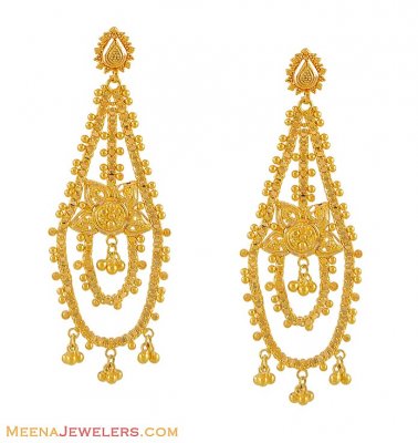 22k Yellow Gold Earrings ( 22Kt Gold Fancy Earrings )