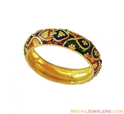 22K Indian Meenakari Band ( Ladies Gold Ring )