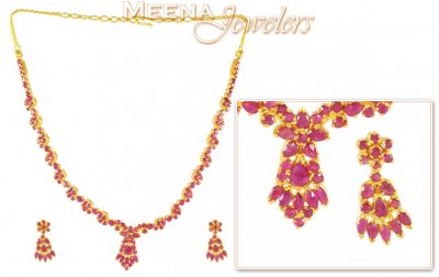 Ruby Necklace and Earrings Set ( Ruby Necklace Sets )