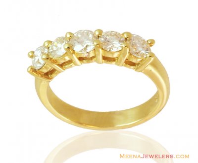 5 Stone Solitaire Band 18k Gold ( Diamond Rings )