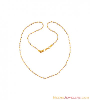 Gold Balls Two Tone Chain (16 Inch) ( 22Kt Gold Fancy Chains )