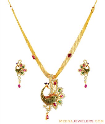 Exclusive 22k Peacock Necklace Set  ( Gold Designer Sets )