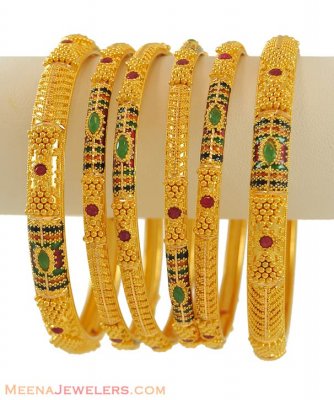 Gold MeenaKari Bangles (set of 6) ( Set of Bangles )