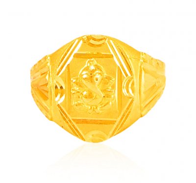 Solid Ganesh Mens Ring 22k gold ( Religious Rings )